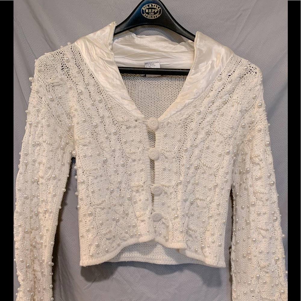 White pearly bead sweater